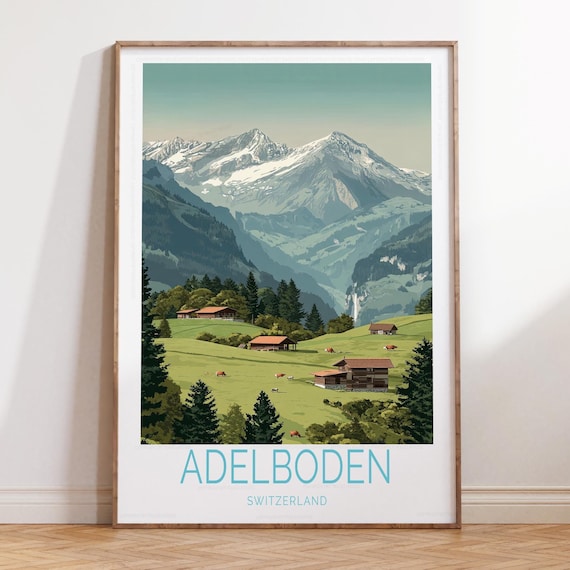 Adelboden Switzerland Travel Poster, Adeboden Travel Wall Art
