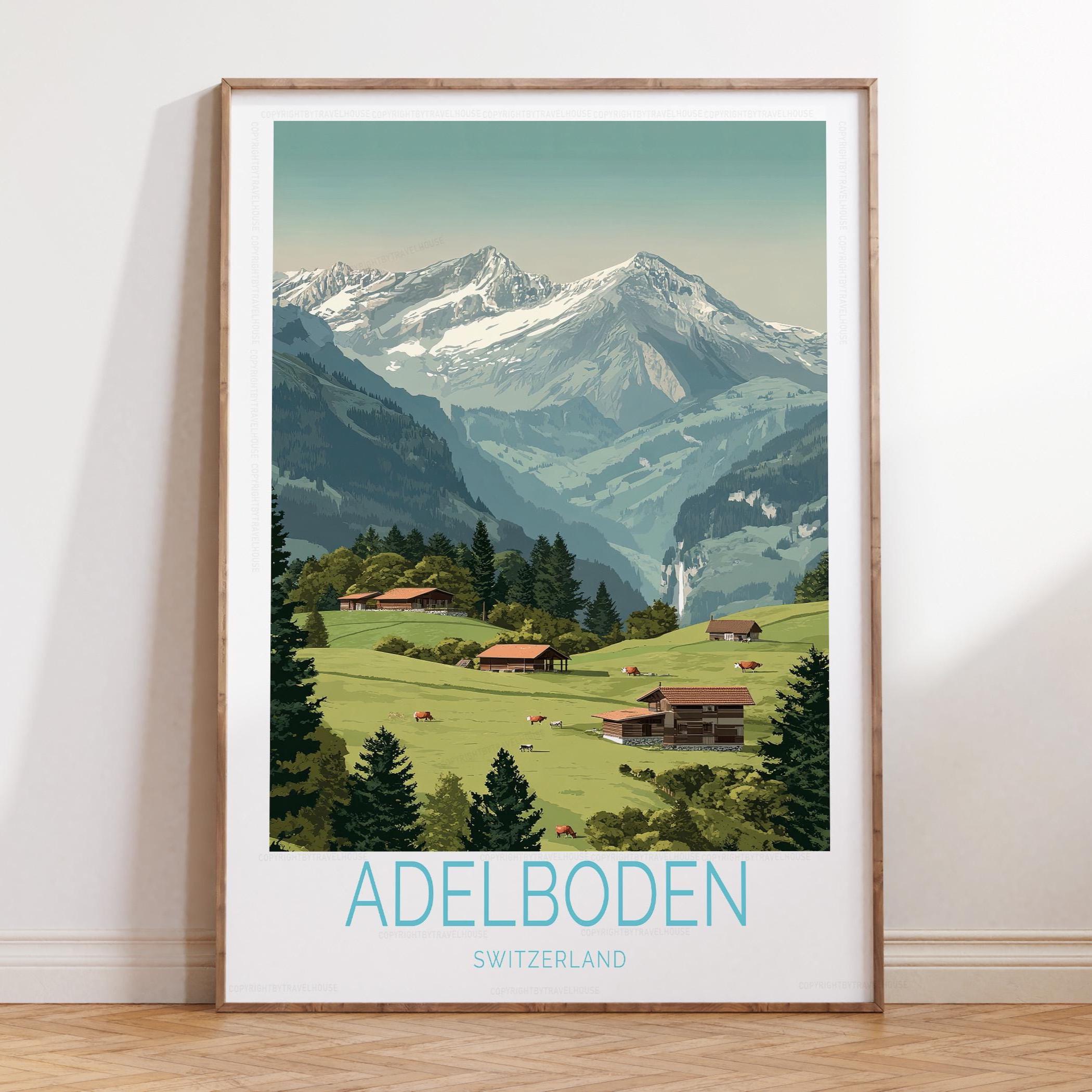 Adelboden Switzerland Travel Poster, Adeboden Travel Wall Art