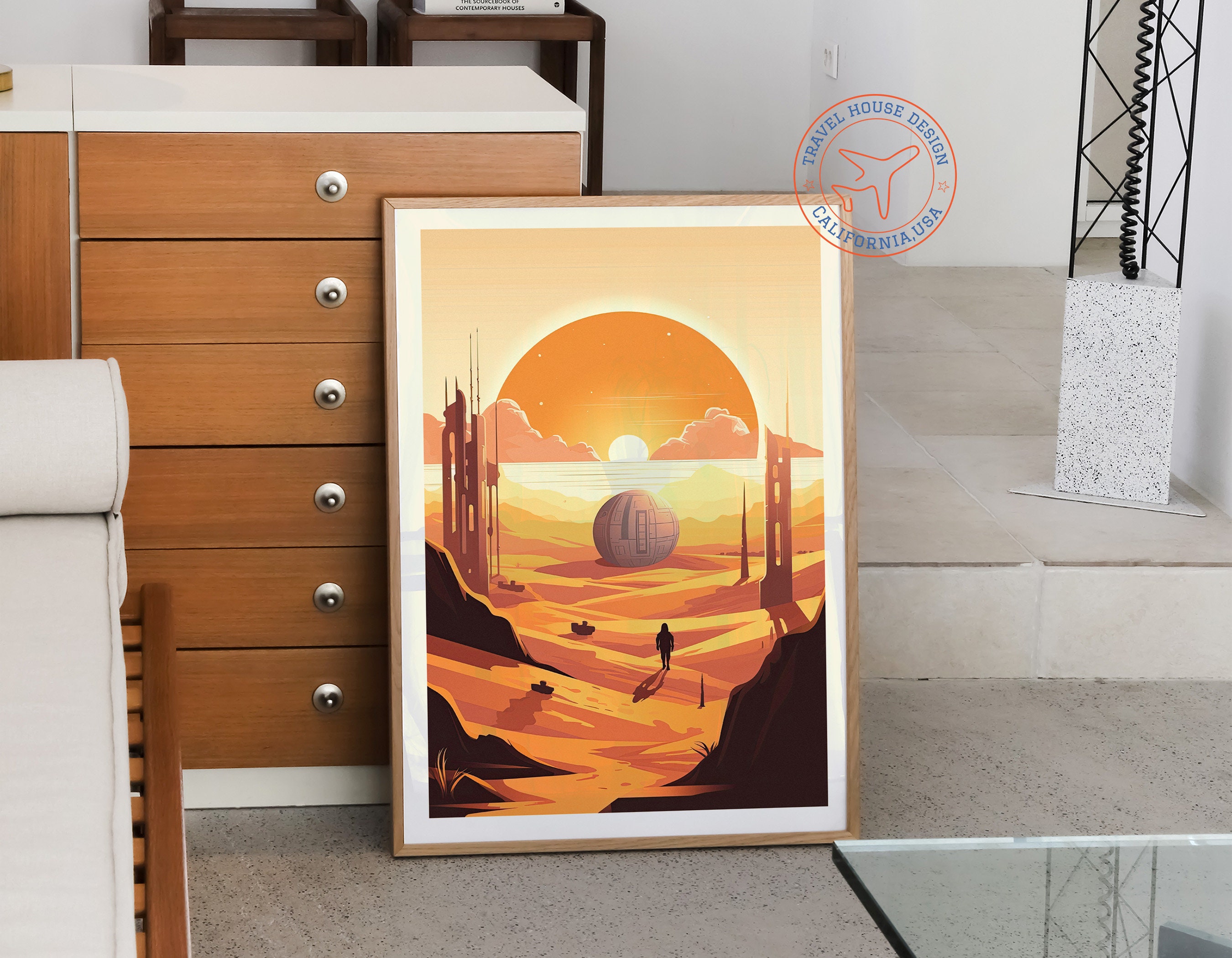 Tatooine Minimalist Star Wars Planet Poster, Star Wars Tatooine Travel