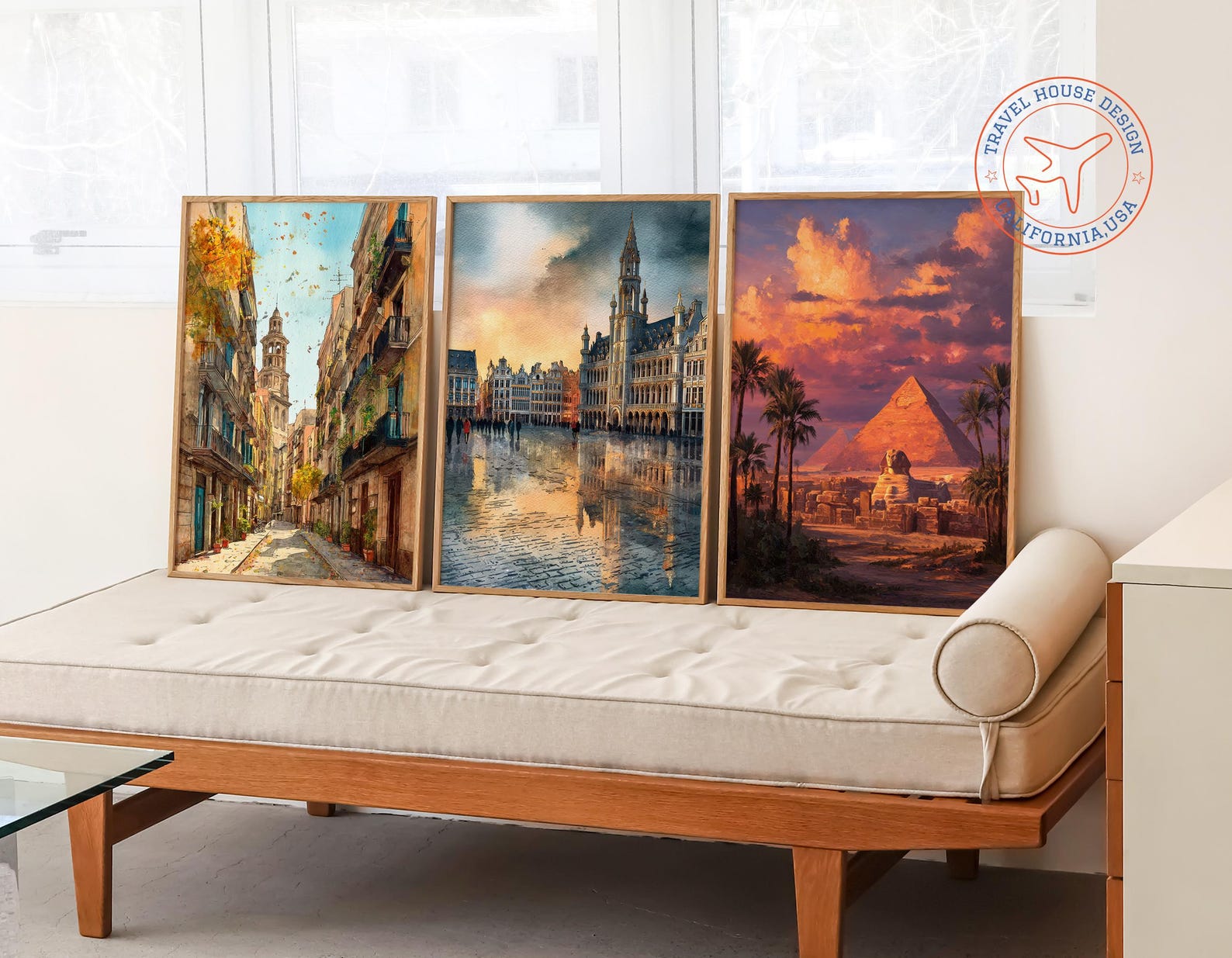 Cairo Egypt Oil Painting Print – Pyramids and Sphinx Sunset Wall Art ...