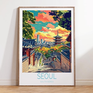Seoul South Korea Travel Poster, Seoul Travel Wall Art, South Korea Travel Print, Personalised Gifts, Wedding Gifts