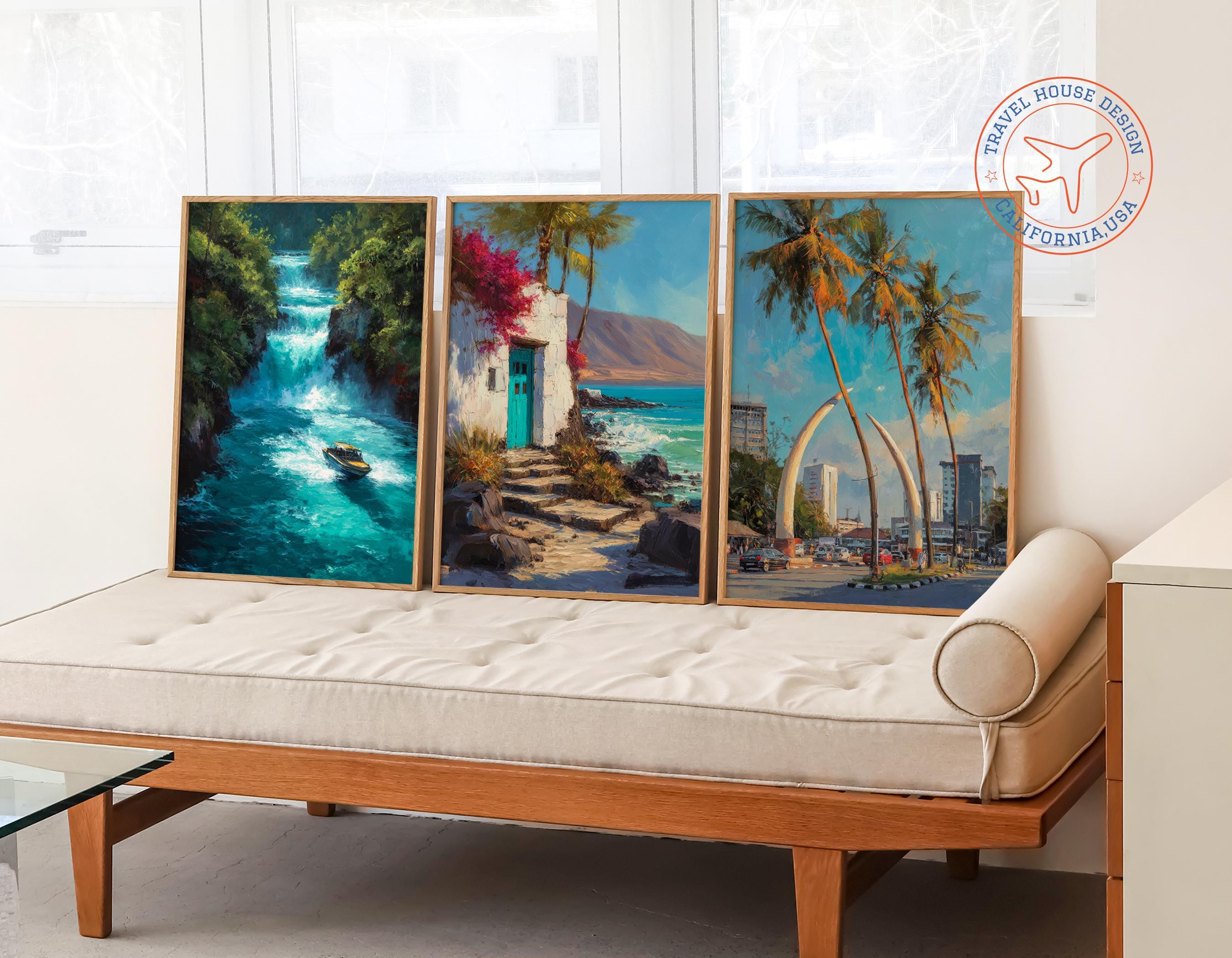Oil Painting Huka Falls New Zealand Travel Poster, NZ Wall Art