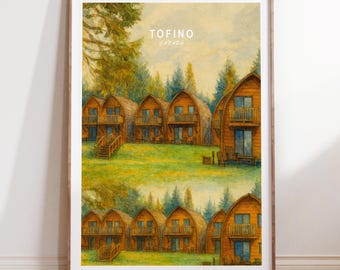 Tofino Canada Watercolor Poster, Tofino Travel Print, Canada Wall Art