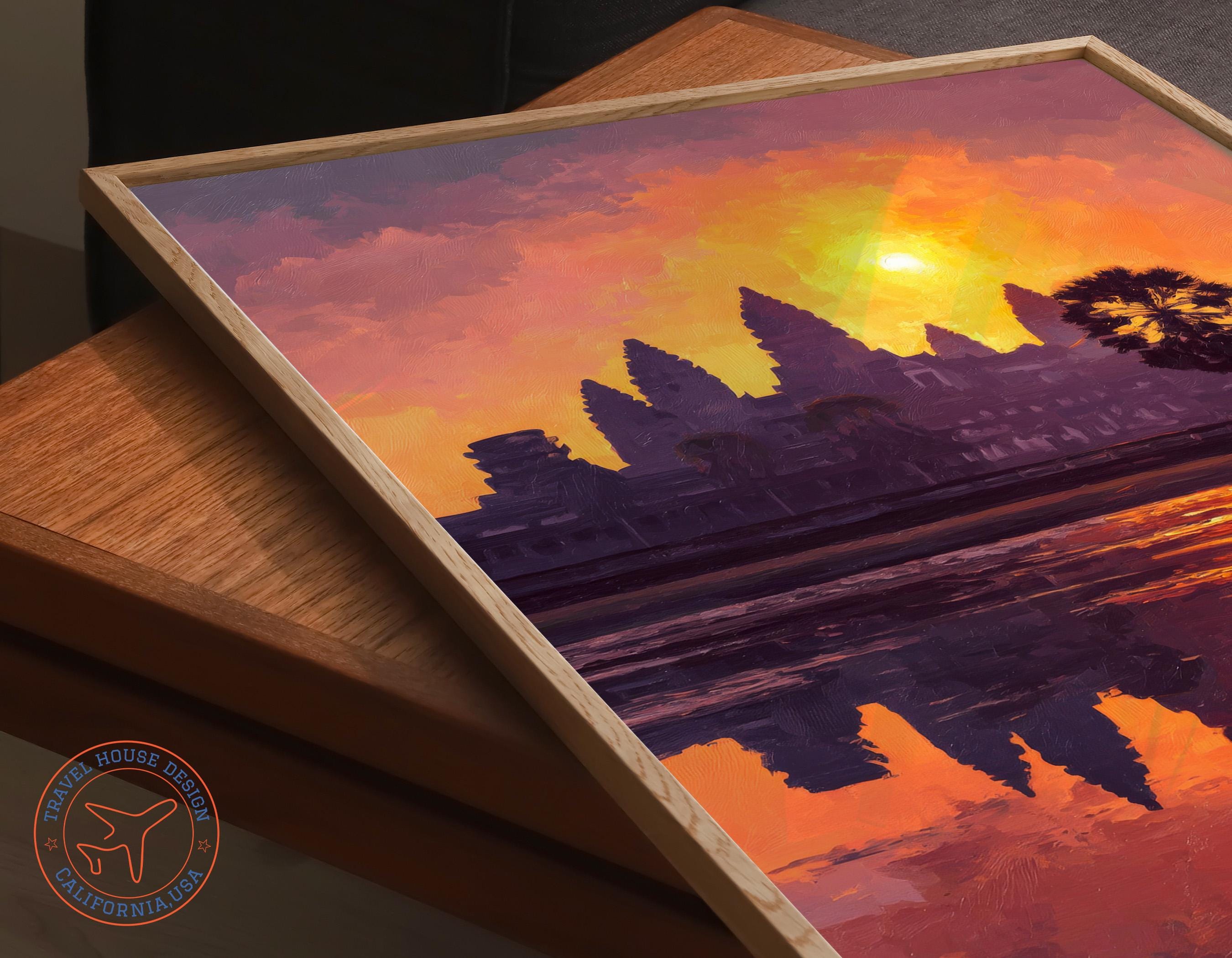Siem Reap Cambodia Sunrise, Angkor Wat Oil Painting Scene