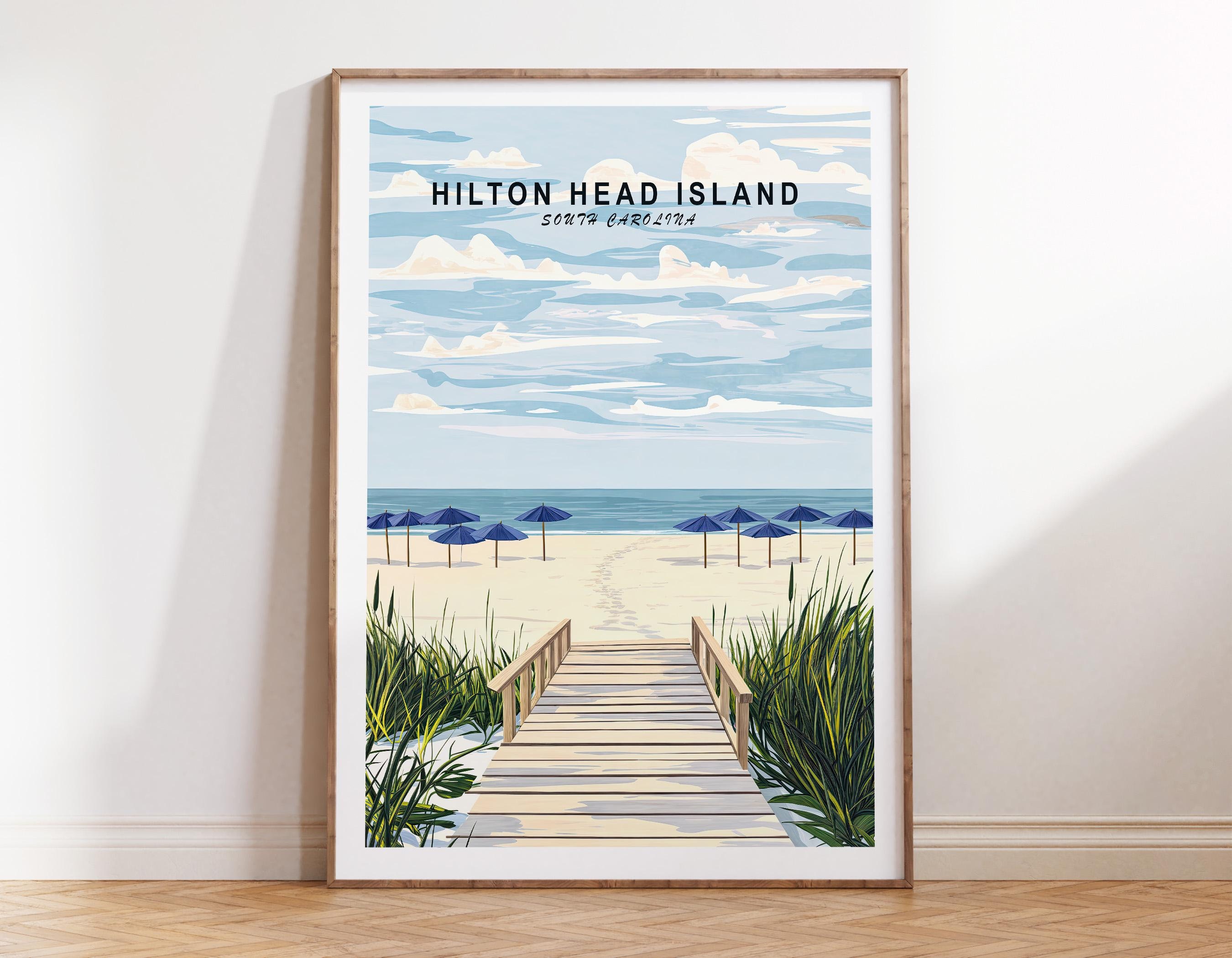 South Carolina Travel Poster, Hilton Head Island Wall Art, Hilton Head Island South Carolina Travel Gifts, Birthday Gifts, Wedding Gifts