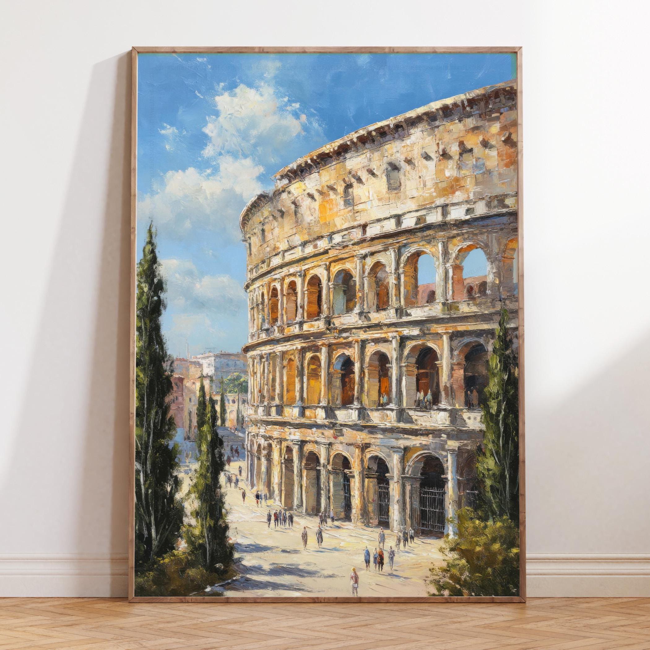Colosseum Rome Italy Travel Poster – Oil Painting Wall Art Print
