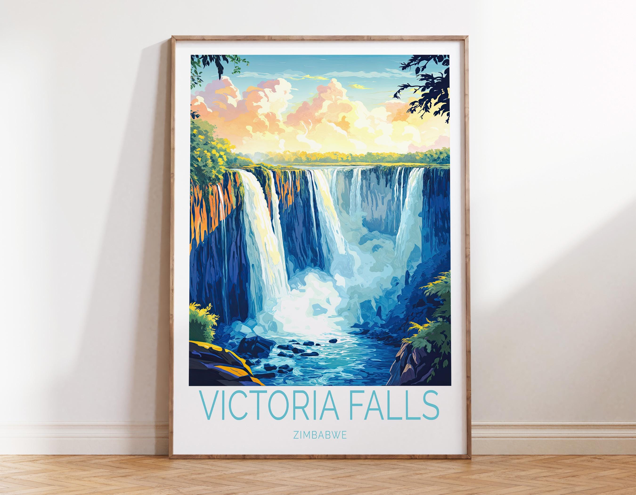 Zimbabwe Victoria Falls Travel Poster, Victoria Falls City Wall