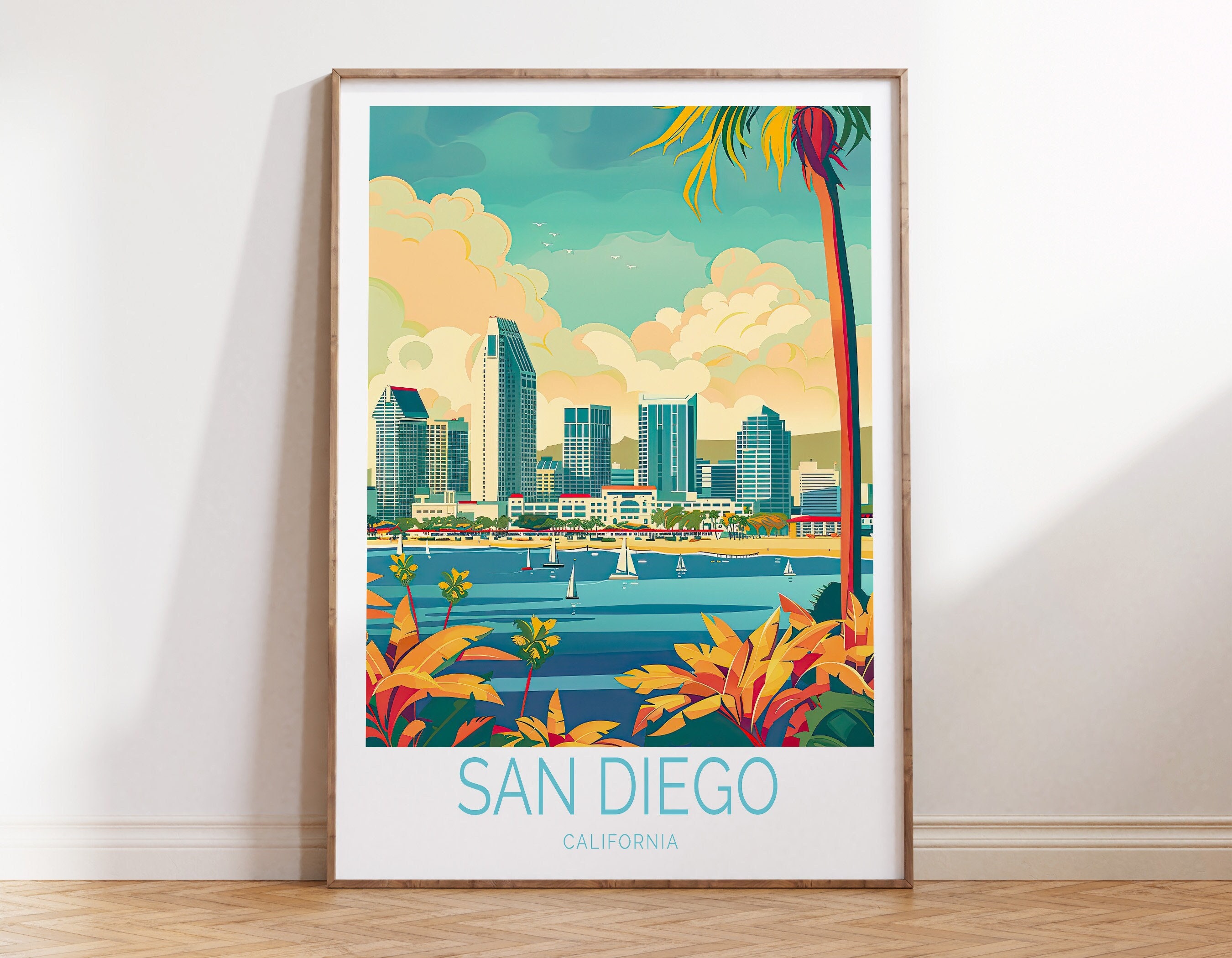 San Diego Poster, San Diego California Travel Wall Art, USA Custom
