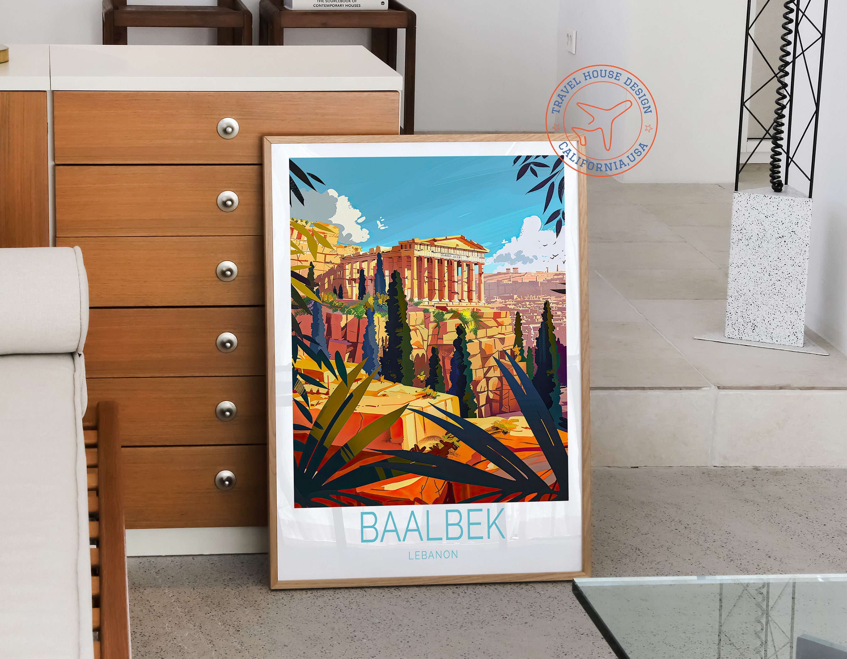 Baalbek Lebanon Travel Poster, Lebanon Wall Art, Baalbek Travel Wall ...