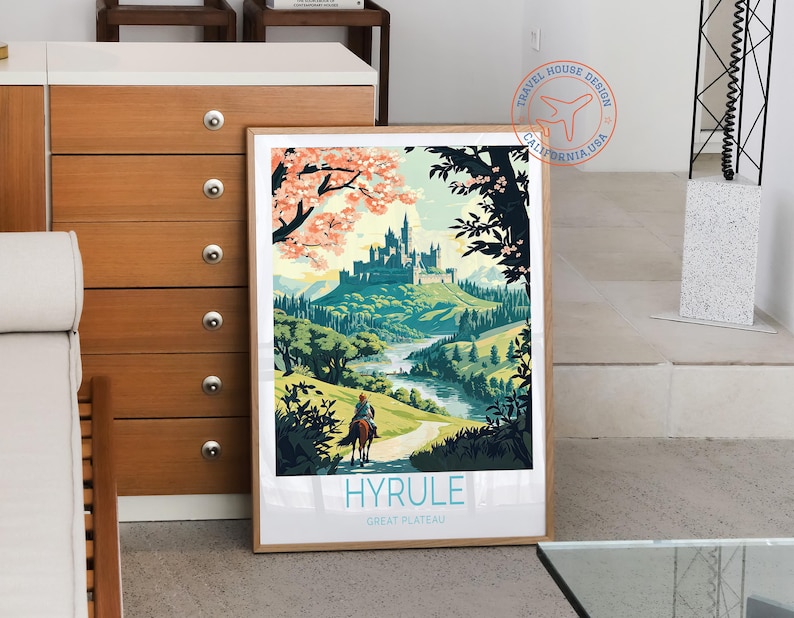 The Legend of Zelda Poster, Hyrule Great Plateau Wall Art, Hyruke