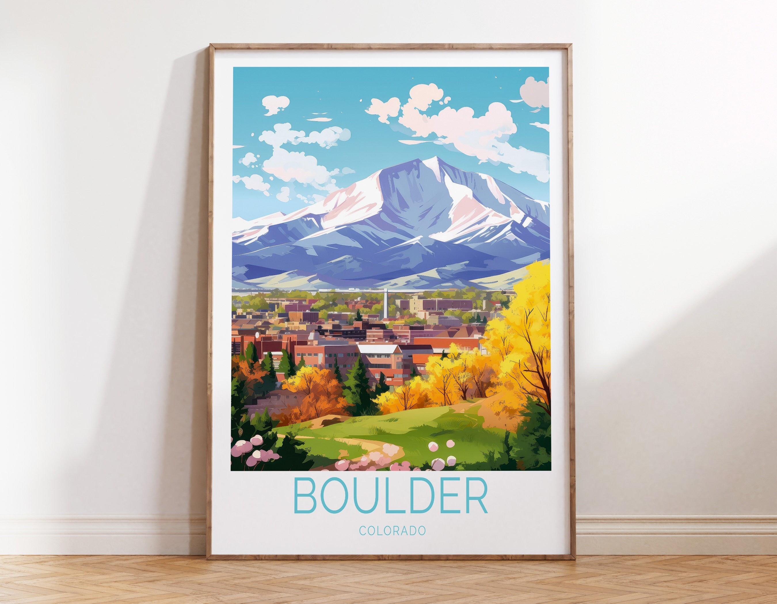 Boulder Colorado Travel Poster, Boulder Colorado Poster, Boulder Colorado Travel Wall Art, Birthday Presents, Travel Wall Art