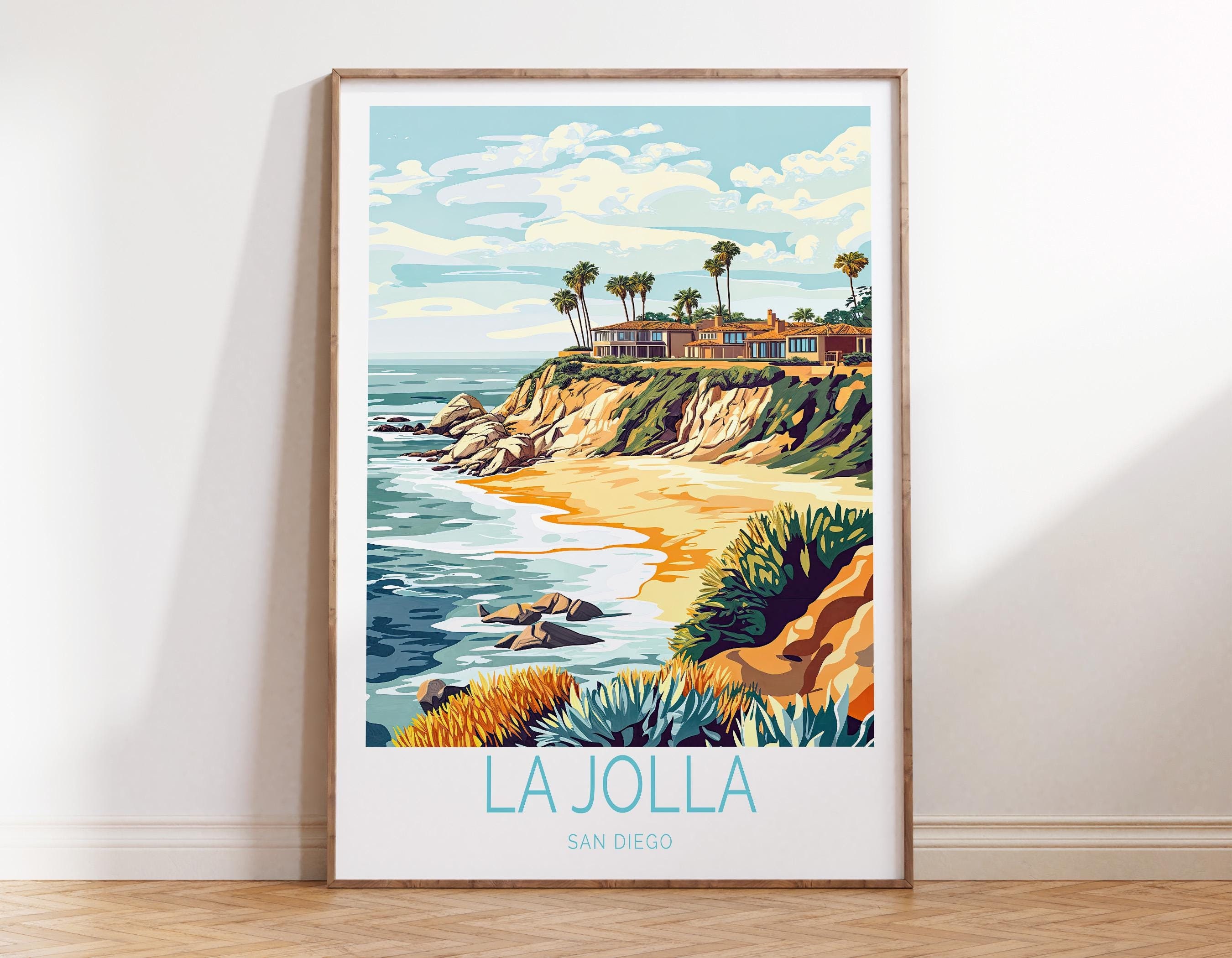 アート・デザイン・音楽 Travel & leisure graphics La Jolla San Diego Travel Poster, San Diego Wall Art, La Jolla