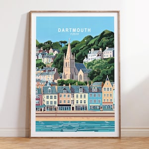 Dartmouth Devon Travel Print, Devon Travel Poster, Dartmouth Wall Art Print, Minimalist Travel Poster, Birthday Gifts