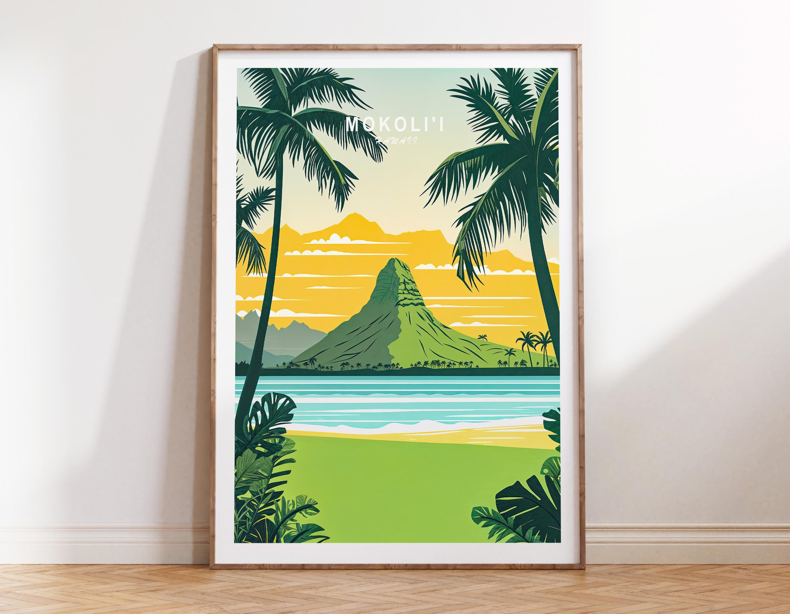 Mokoli'i Hawaii Poster, Hawaii Travel Print, Chinaman's Hat Travel