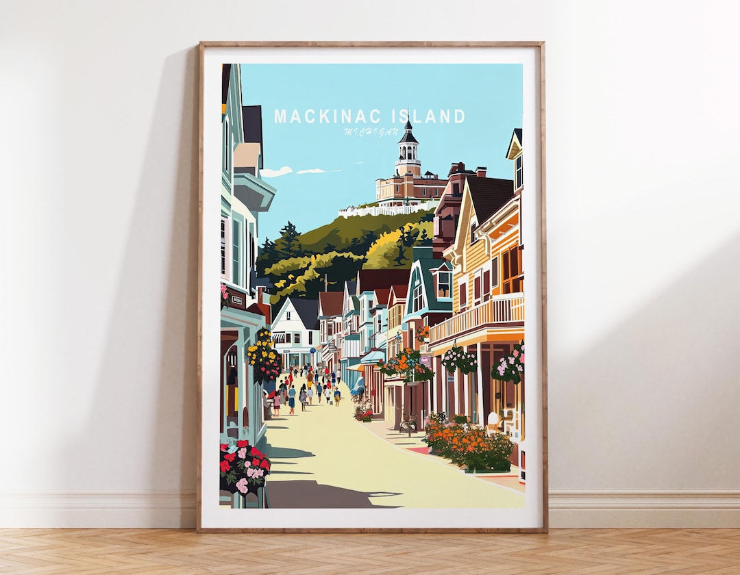 Mackinac Island Michigan Poster, Mackinac Island Travel Wall Art