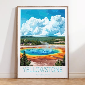 Yellowstone National Park Poster, Yellowstone Travel Wall Art,  National Park Print, City Personalised Gifts, Birthday Gifts