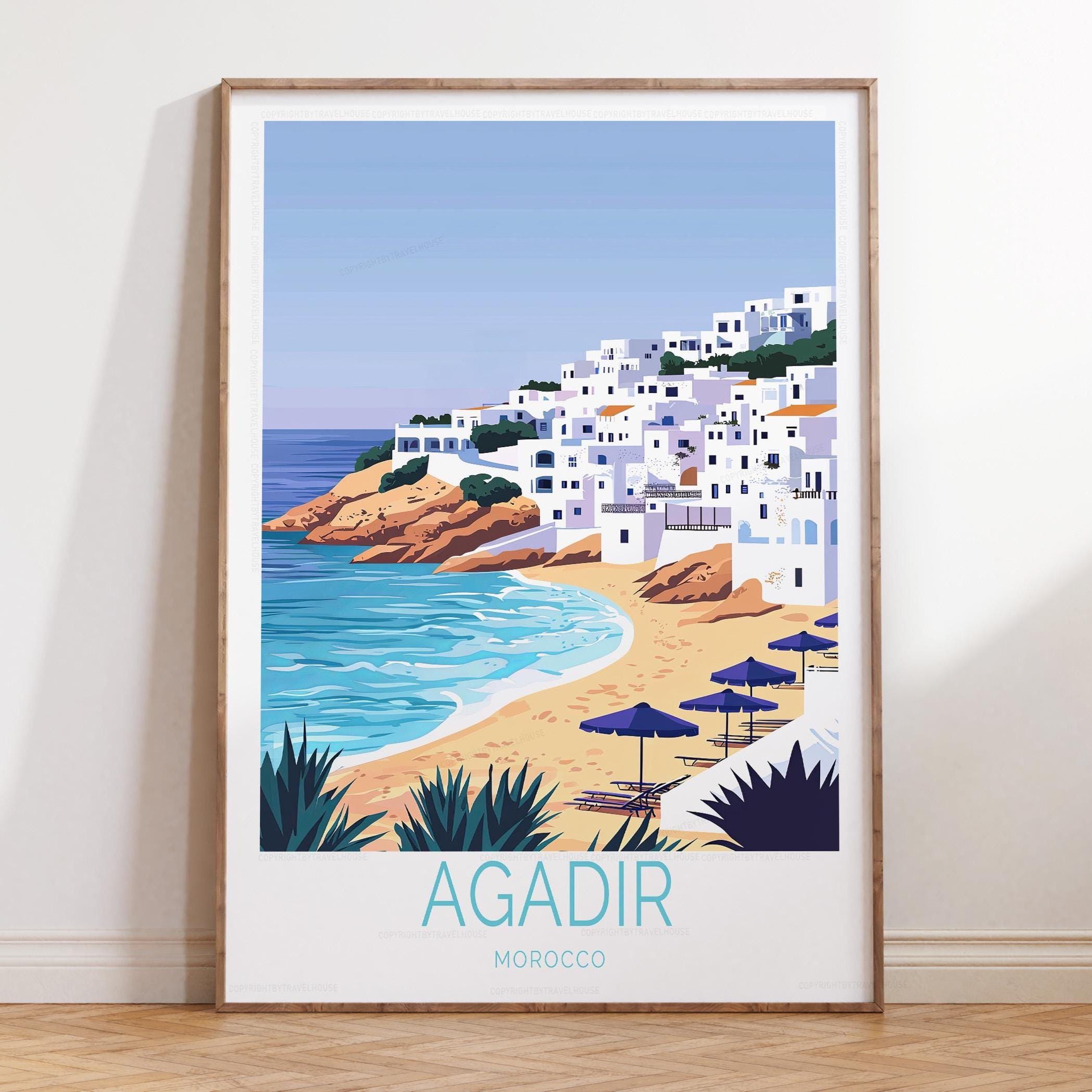 Jody O'Meara　ウォールアート　キャンバスプリント　ココペリ Agadir Morocco Travel Print, Morocco Travel Poster, Agadir Wall