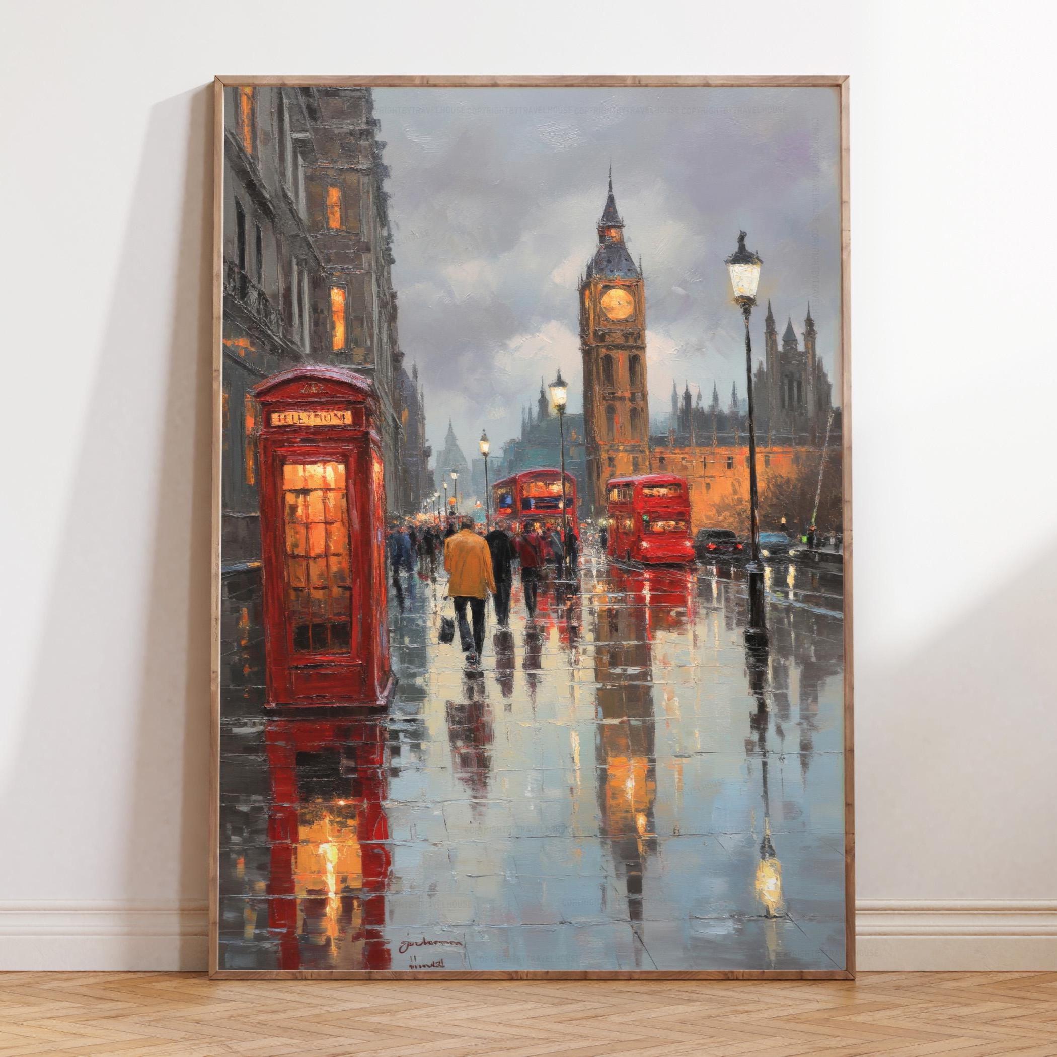 London England Watercolor Painting – Big Ben Cityscape Wall Art