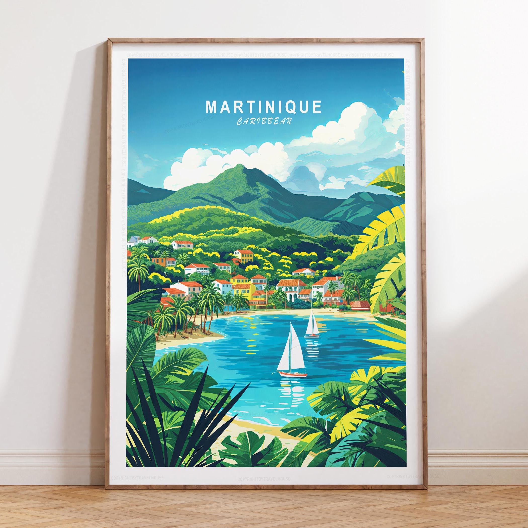 Poster De Voyage Vintage Martinique - Impression Sur Toile 20x30 Cm, Décoration Murale Pour Salon, Bureau