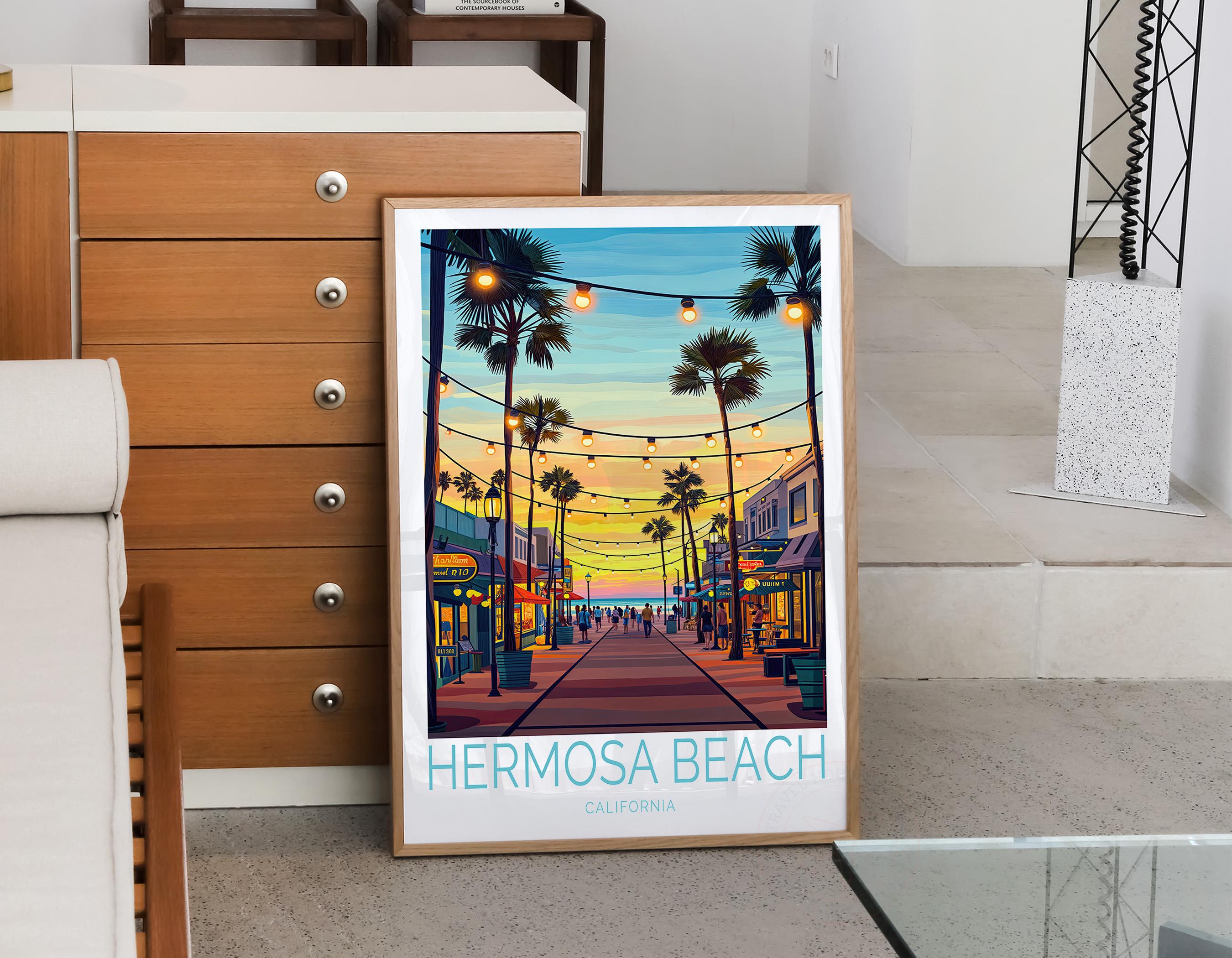 Hermosa Beach Travel Poster, Hermosa Beach California Wall Art ...