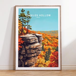 Pôster de viagem de Conkles Hollow, arte de parede de viagem de Conkles Hollow, Ohio, impressão de viagem de Ohio, pôster de viagem minimalista, presentes de casamento