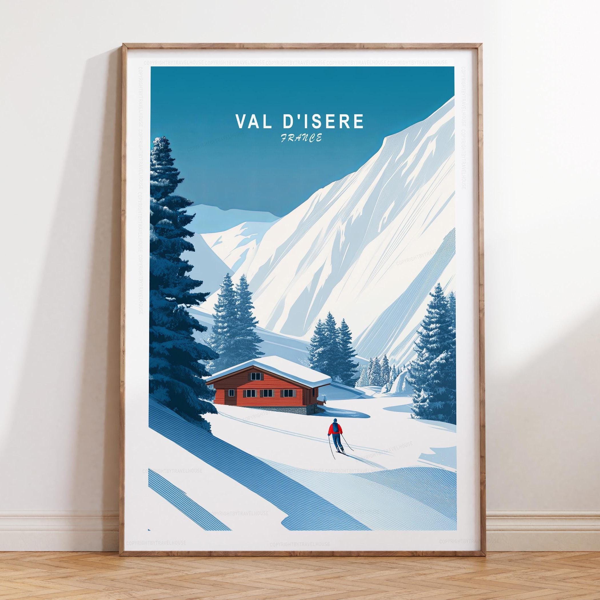 Val D'isere France Ski Poster, Val D'isere Wall Art Print, France