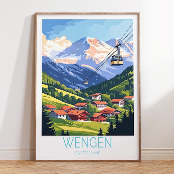 ヴェンゲン スイス旅行プリント、スイス旅行ポスター、ヴェンゲン旅行