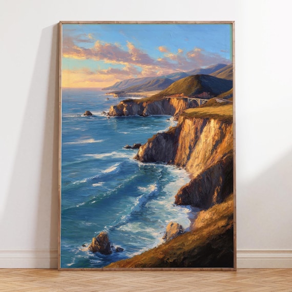 Big Sur California Oil Painting – Coastal Landscape Wall Art, Big