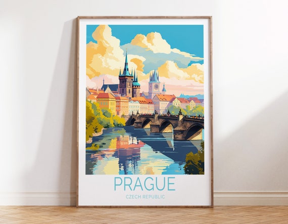 Prague Travel Poster, Prague Poster, Prague Travel Wall Art, Prague Travel Gift, Birthday Gifts, Traveler gifts, Europe Travel