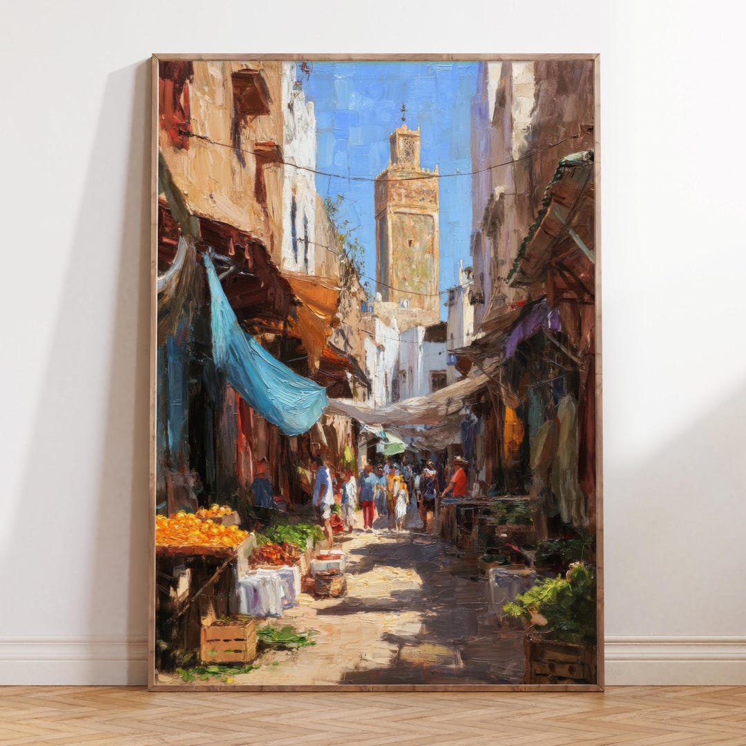 Rabat Abstract Oil Painting Print, Morocco Poster, Travel Wall Art - Etsy