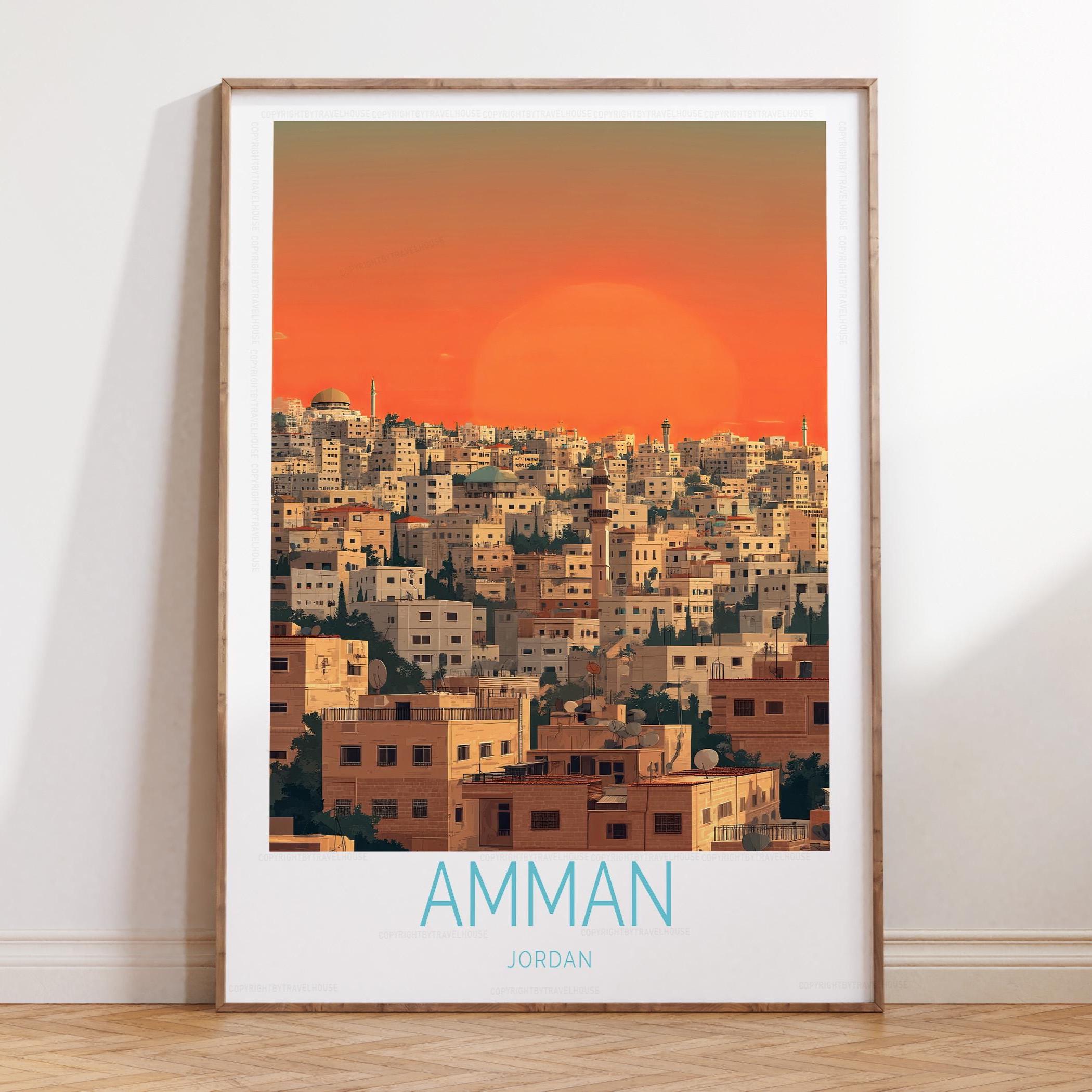 Amman Jordan Travel Poster, Jordan Travel Wall Art, Amman Travel