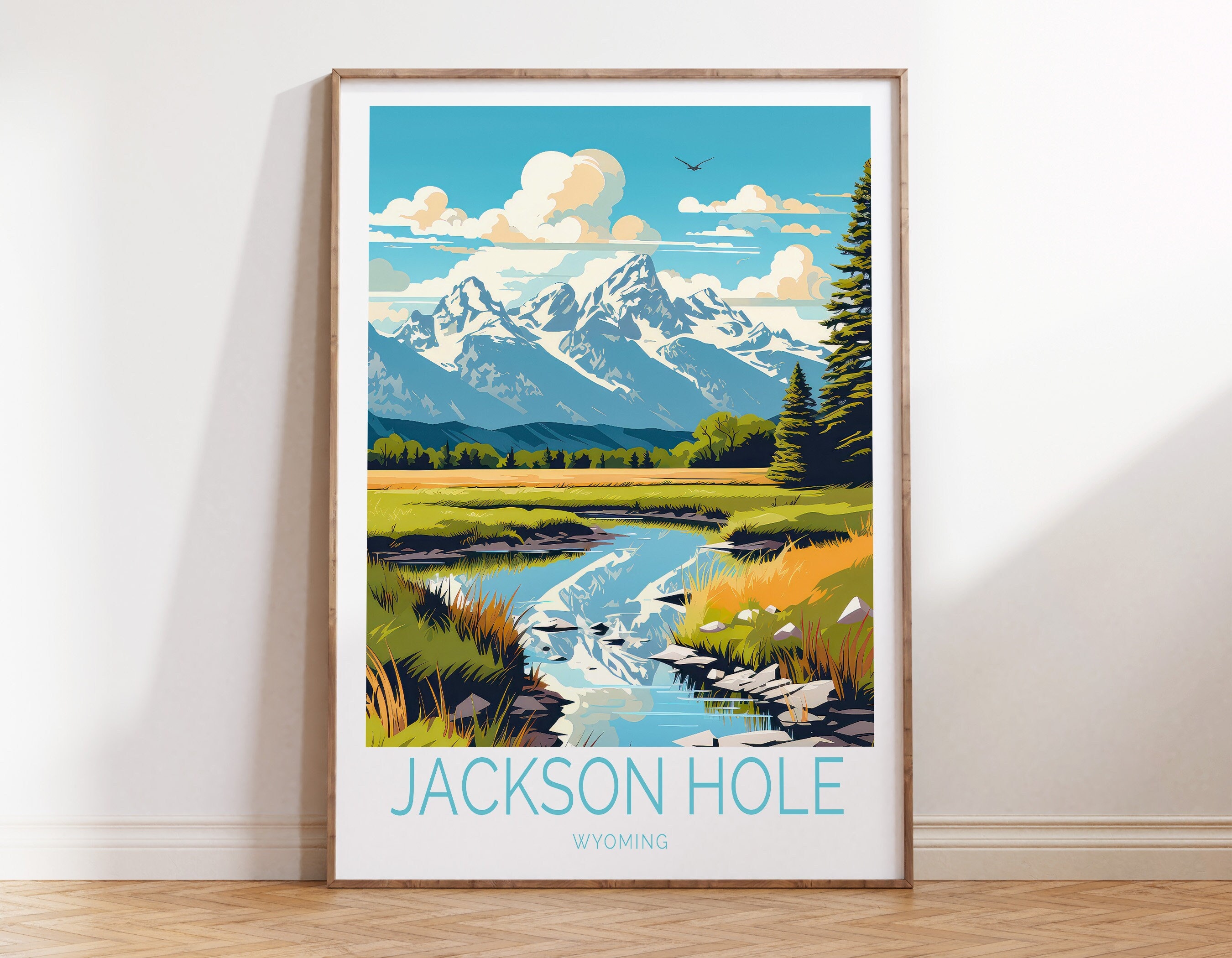 Jackson Hole Travel Poster, Jackson Hole Poster Wall Art, Jackson Hole Travel Wall Art, Wyoming Travel Poster