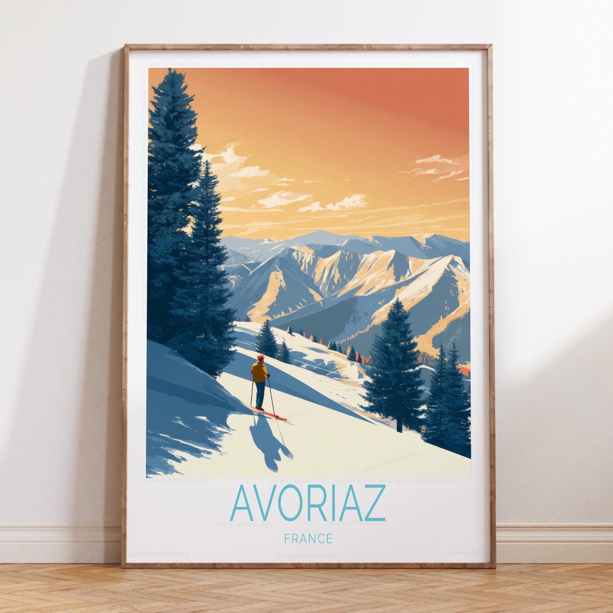 Avoriaz France Travel Poster – Vintage Ski Resort Art Print