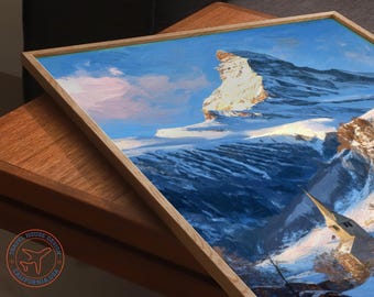 ツェルマット（スイス）の油絵 – マッターホルンの冬の風景、アルプス