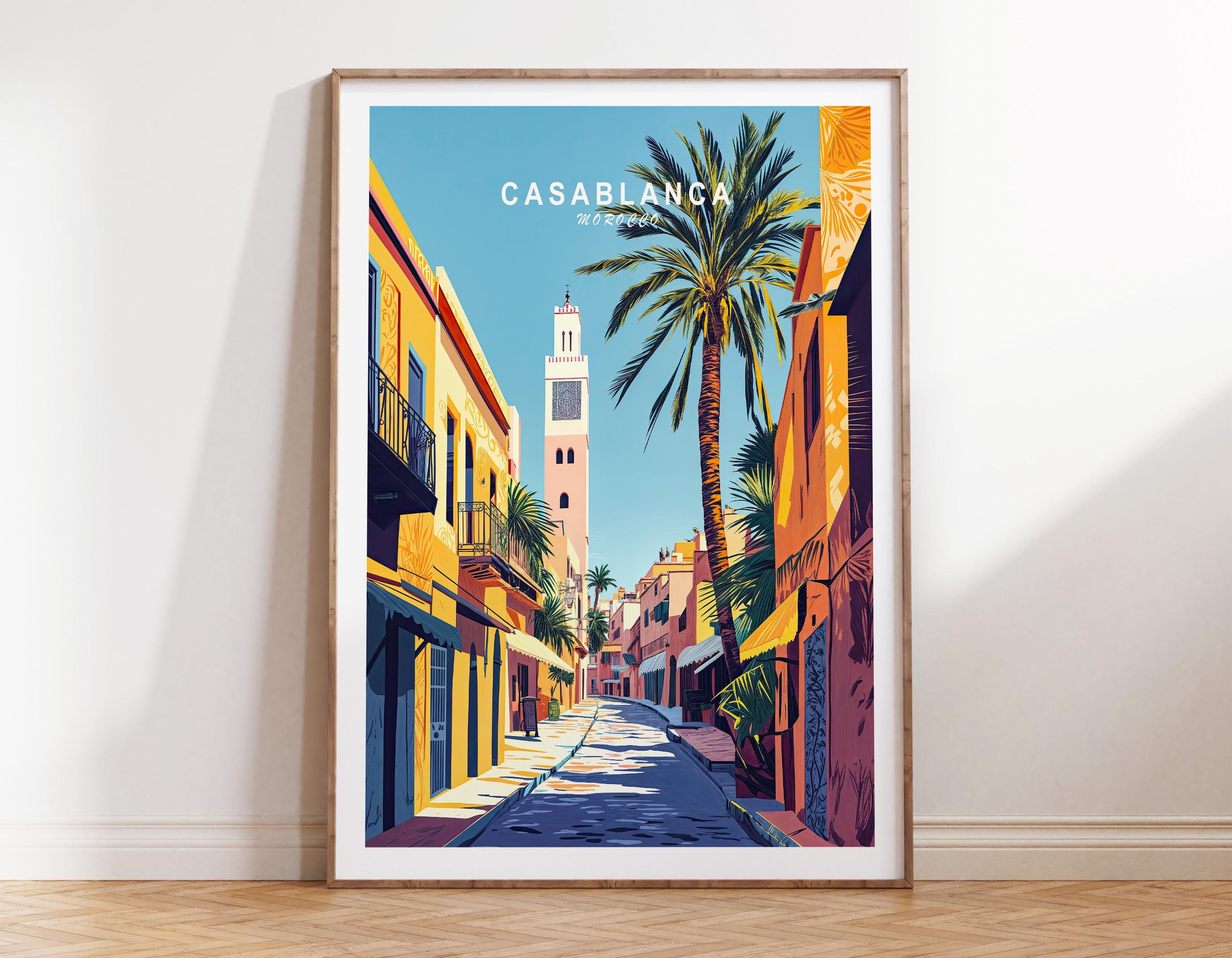 Casablanca Morocco Travel Poster, Casablanca Travel Wall Art