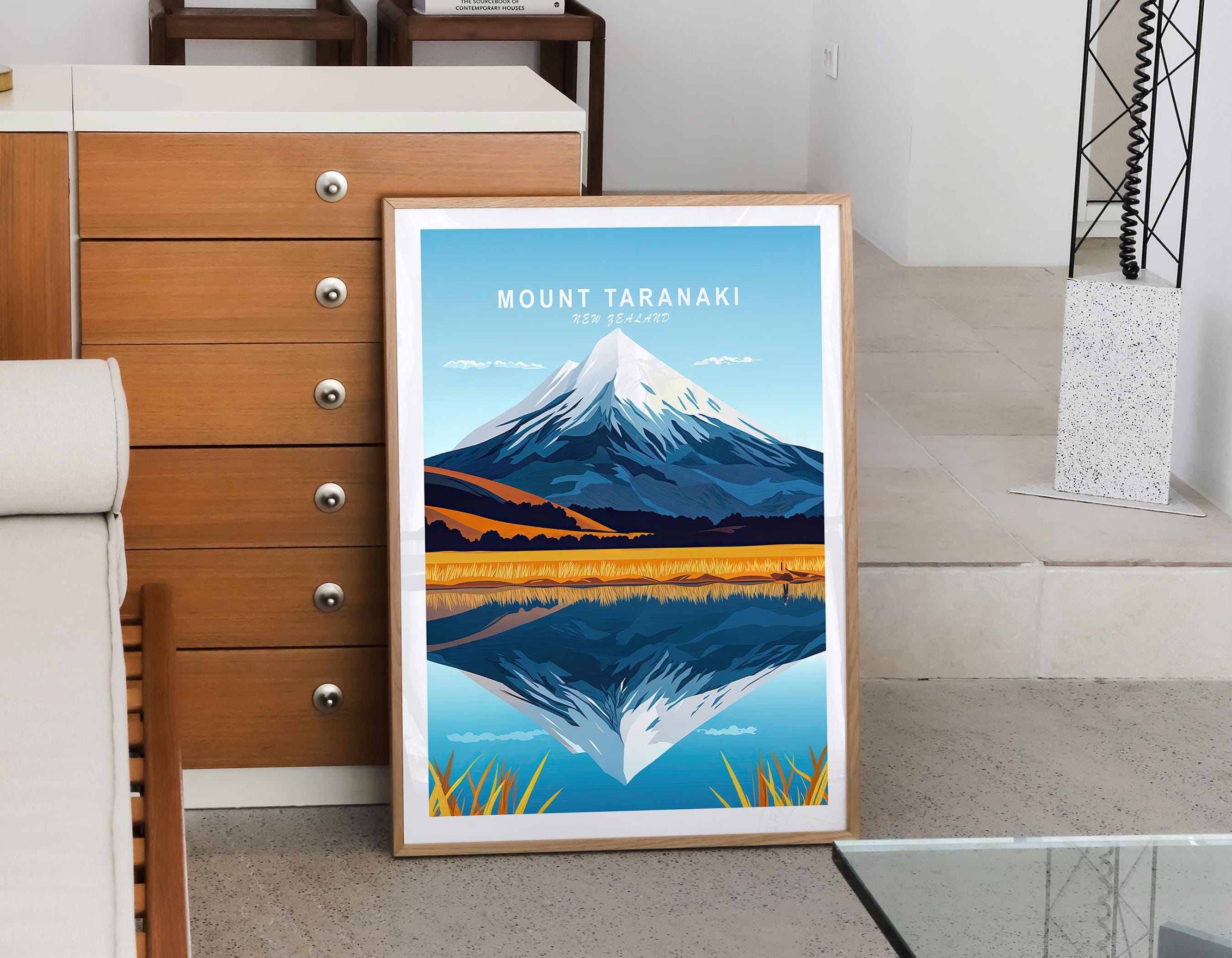 Mount Taranaki New Zealand Poster, Mount Egmont Travel Print, New