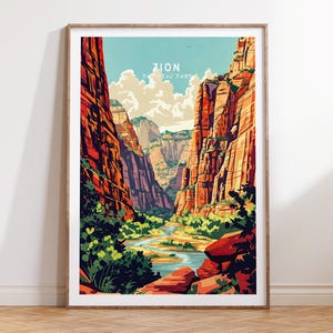 Zion National Park Poster, Zion National Park Travel Wall Art, Zion Travel Print, Utah Travel Gift, Birthday Present