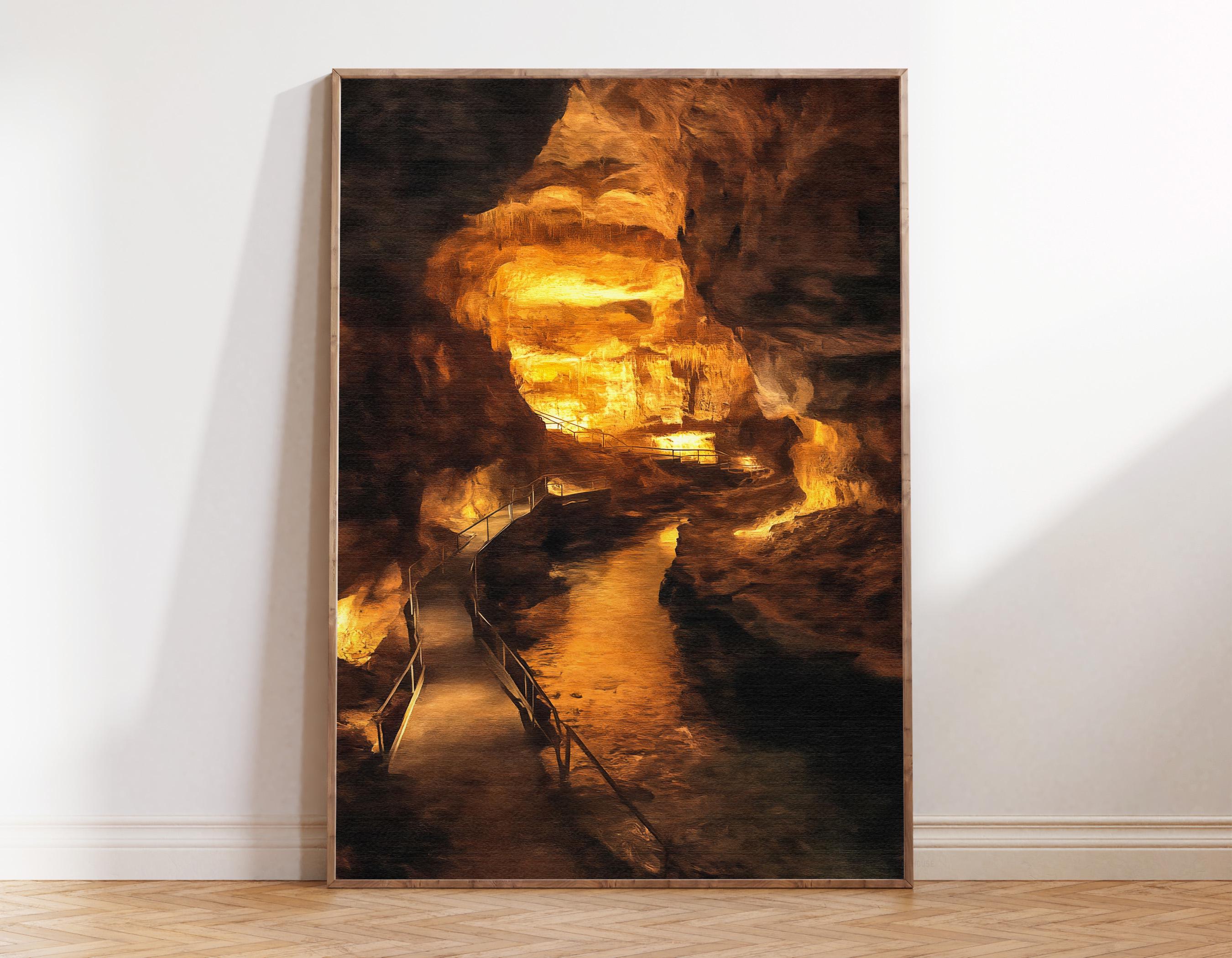 ウォルター・E・スコフィールド、「NORTH CLIFFS」、海外版超希少レゾネ Wind Cave South Dakota Caverns, Underground Oil Painting Print