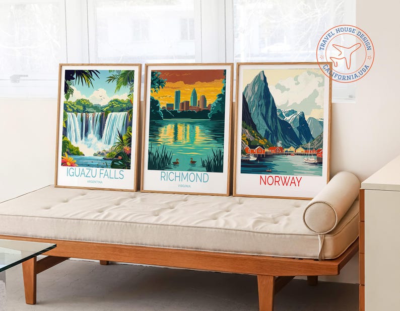 Richmond Travel Poster, Richmond Virginia Wall Art, James River Travel