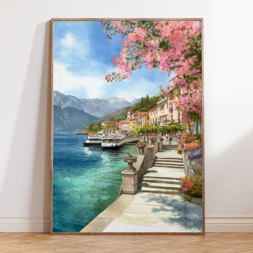 Como Italy Print, Watercolor Travel Poster, Lake Como Wall Art - Etsy