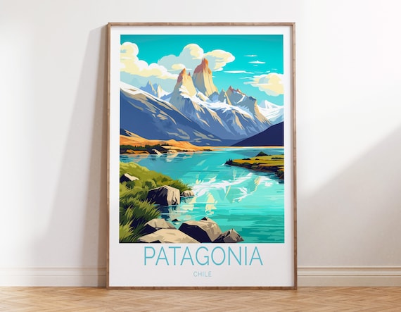 Patagonia Chile Travel Poster, Patagonia Chile Wall Art, Patagonia