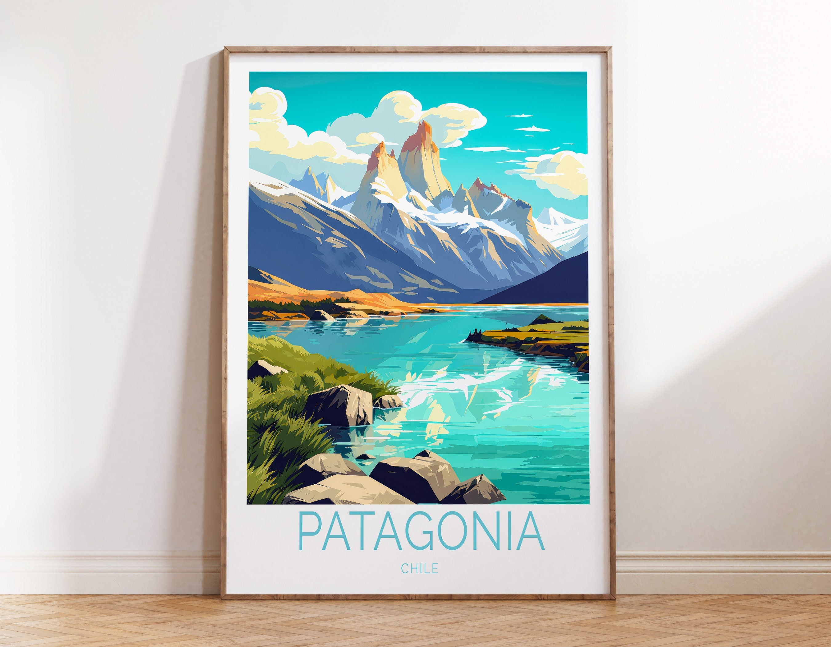 Patagonia Chile Travel Poster, Patagonia Chile Wall Art, Patagonia