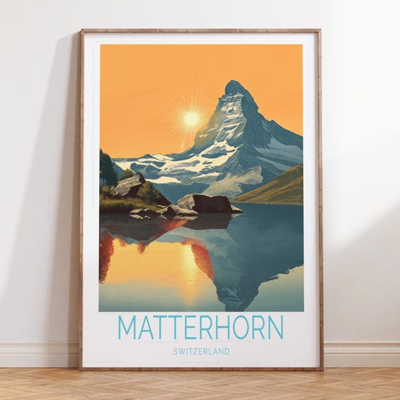 Matterhorn Switzerland Travel Poster, Switzerland Travel Wall Art