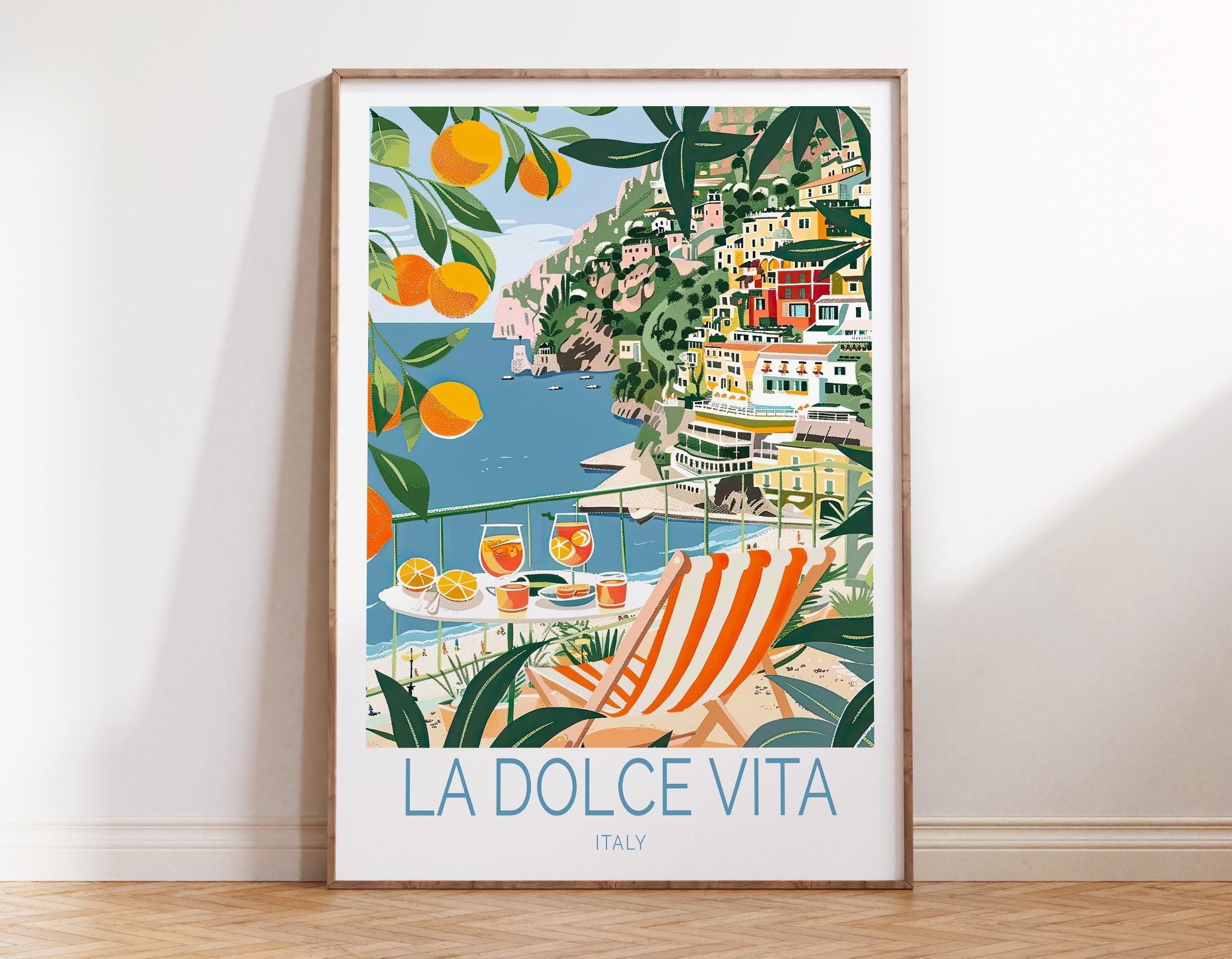 La Dolce Vita Travel Poster, Italy Wall Decor, La Dolce Vita Coast