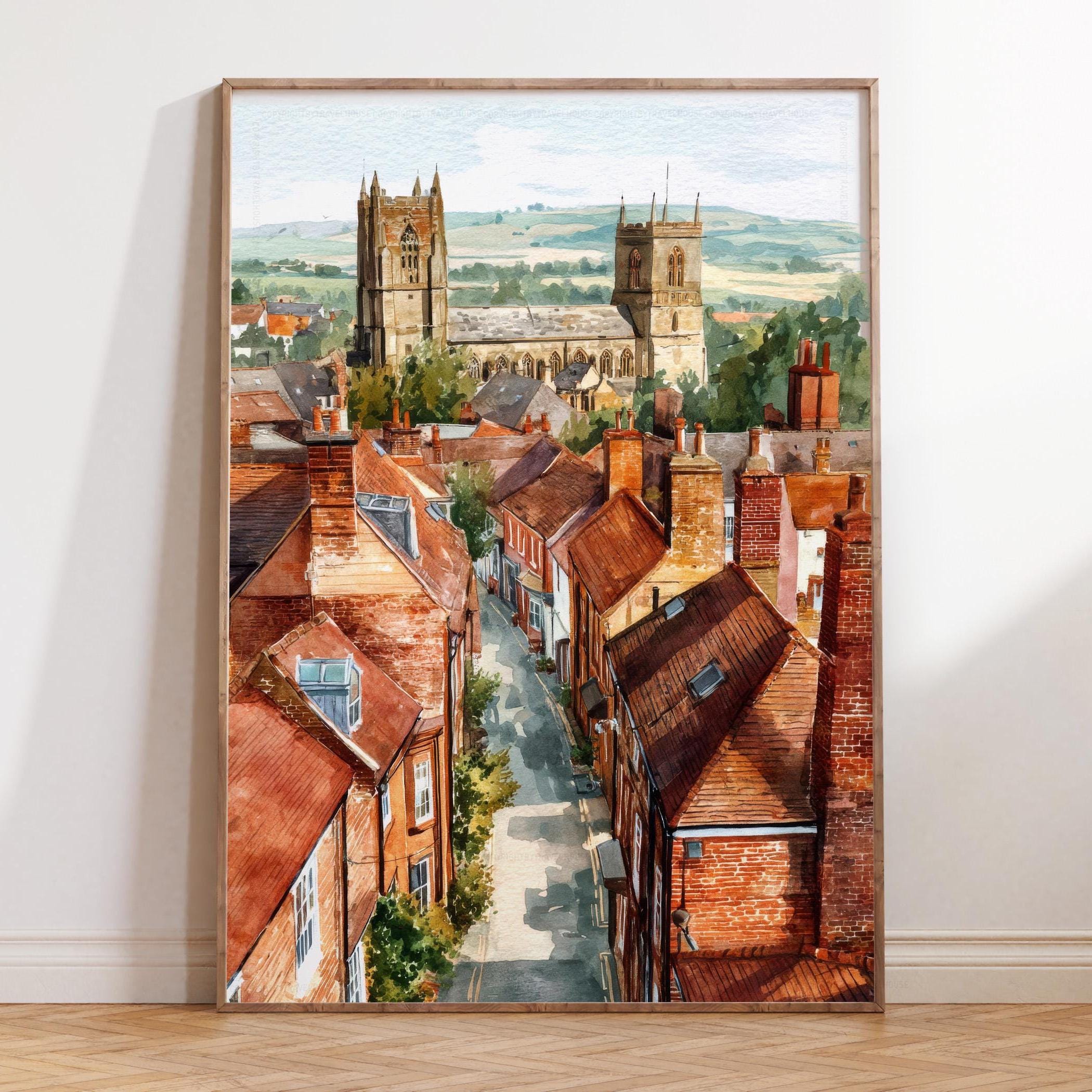 Watercolor Dorchester Poster, England Town Wall Art, Dorset Print