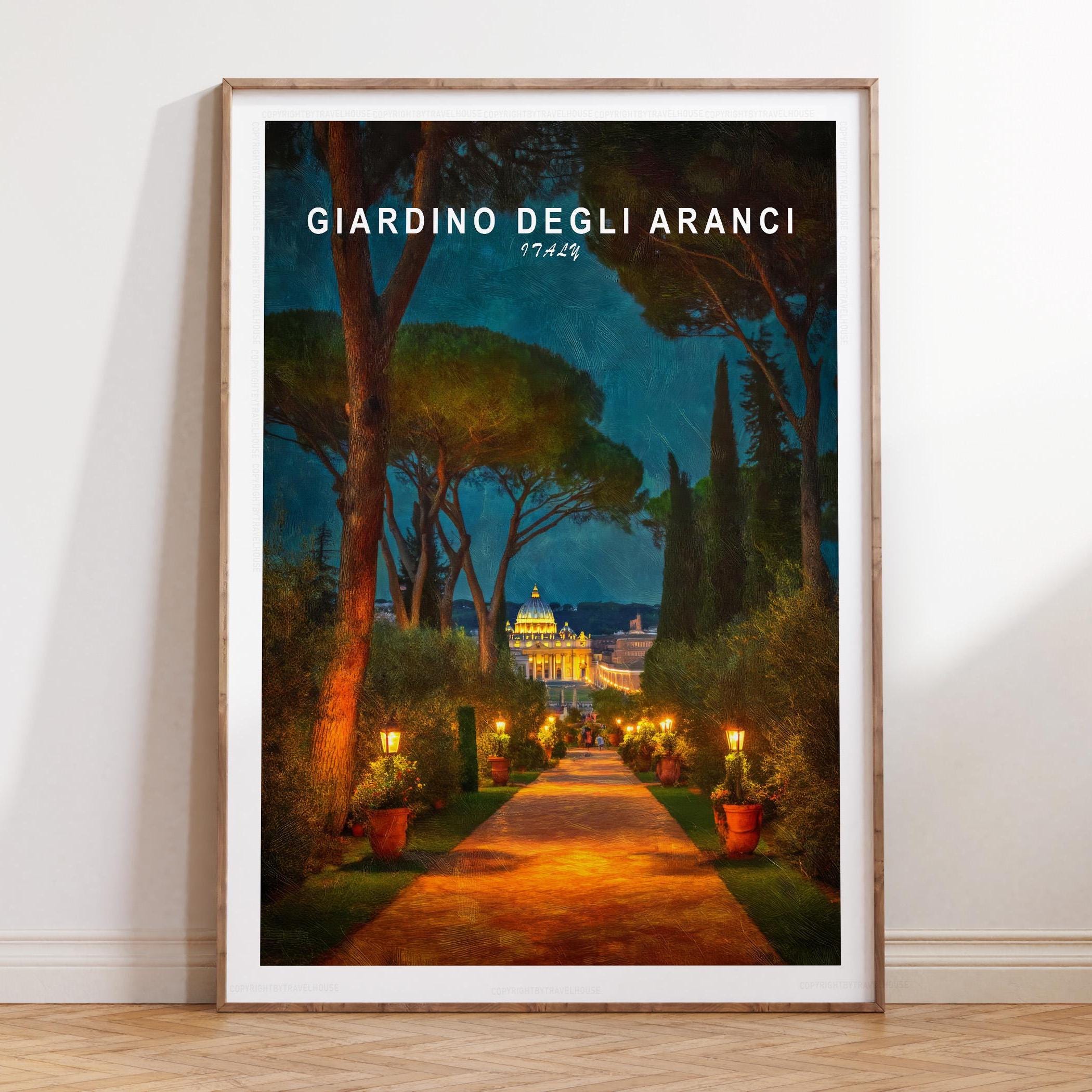 Giardino Degli Aranci Print, Rome Garden Art, Italian Evening