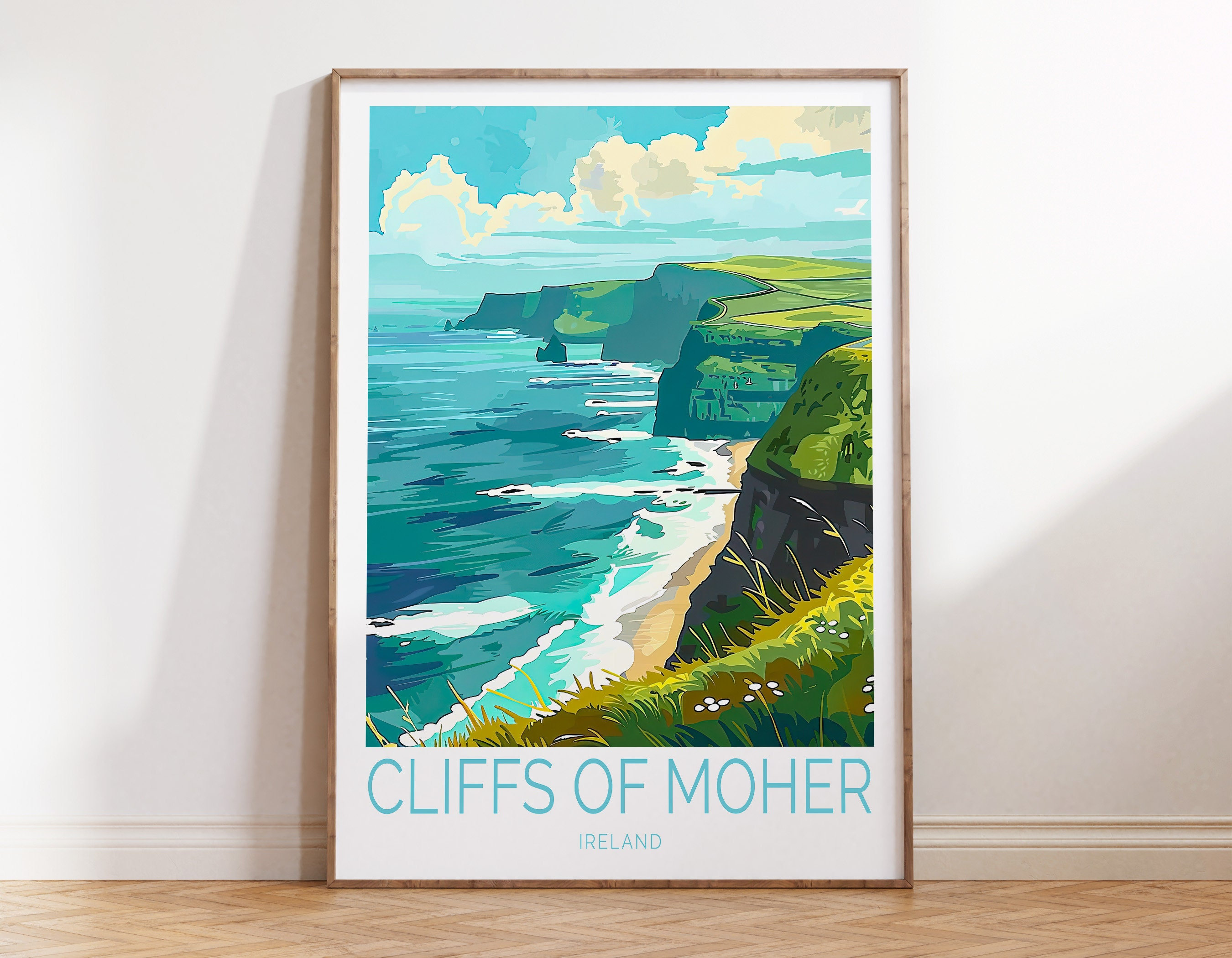 Cliffs Of Moher Irland Poster, Küstenwandbild, Cliffs Of Moher Irland Druck, Irland Geschenke, Hochzeitsgeschenk, personalisierte Geschenke