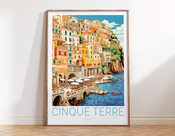 Cinque Terre Poster, Italian Riviera Print, Coastal Village Decor