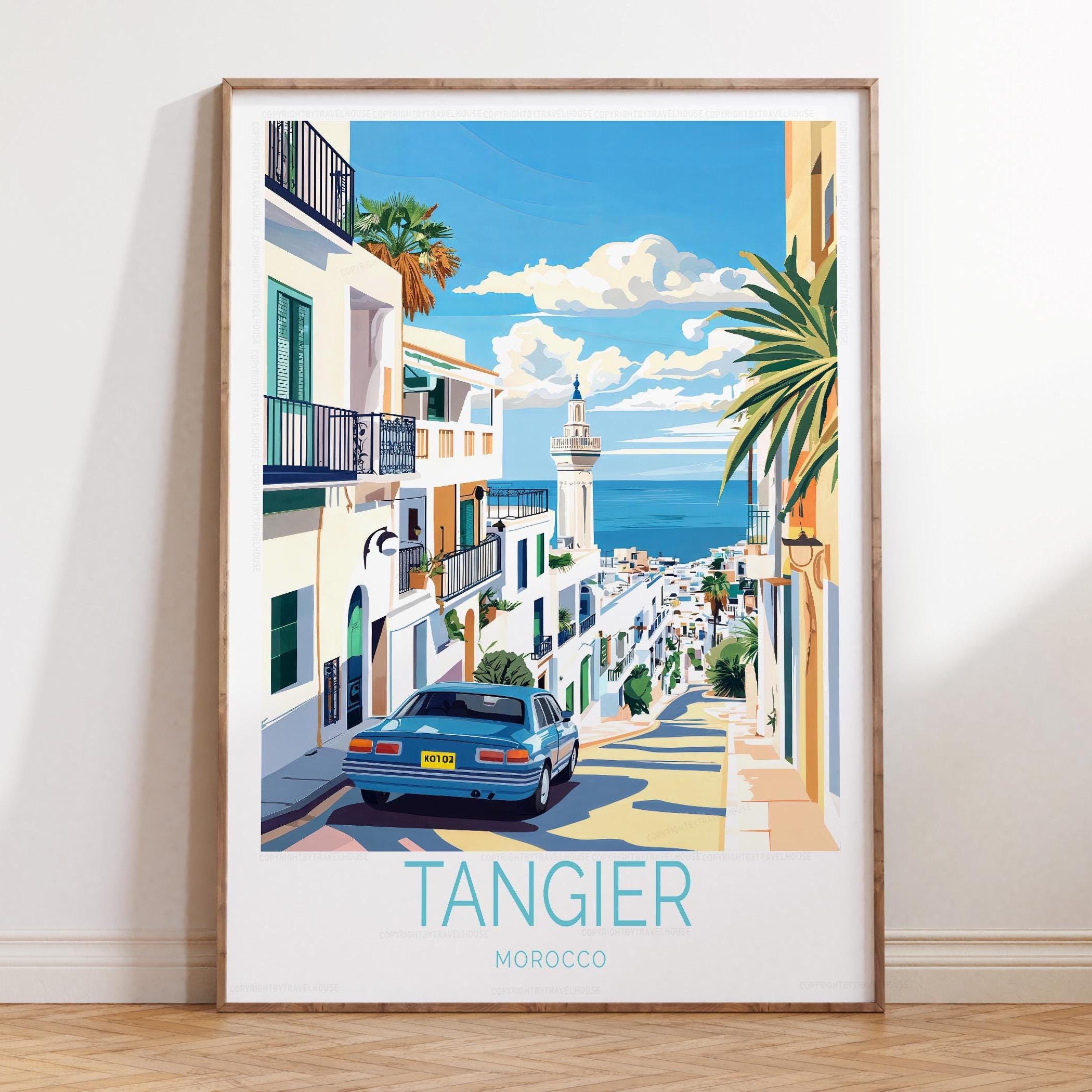 Tangier Morocco Travel Poster, Morocco Travel Wall Art, Tangier