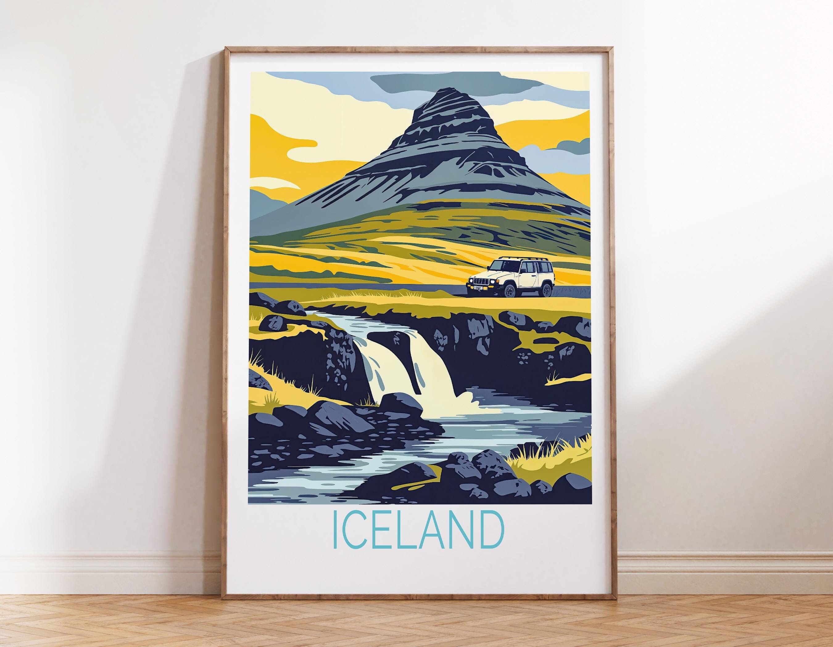 Iceland Island Poster, Iceland Travel Wall Art, Iceland Travel